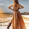 Ochre Greek Goddess Dress Bohemian Adjustable Back Boho