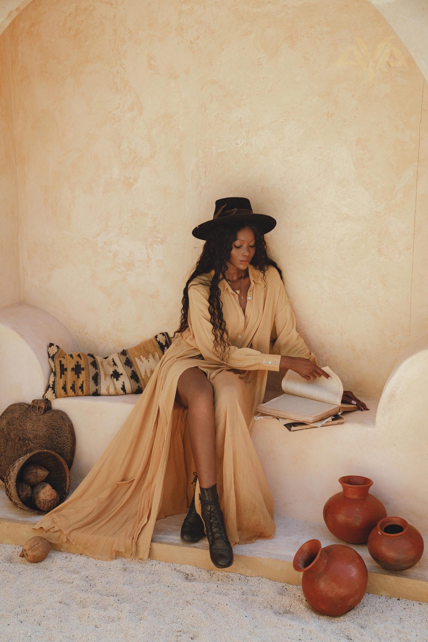 Ochre Kannika Shirt Dress Handmade Bohemian Dresses Chiffon