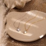 Dainty Opal Heart Necklace Minimalist White Delicate Love